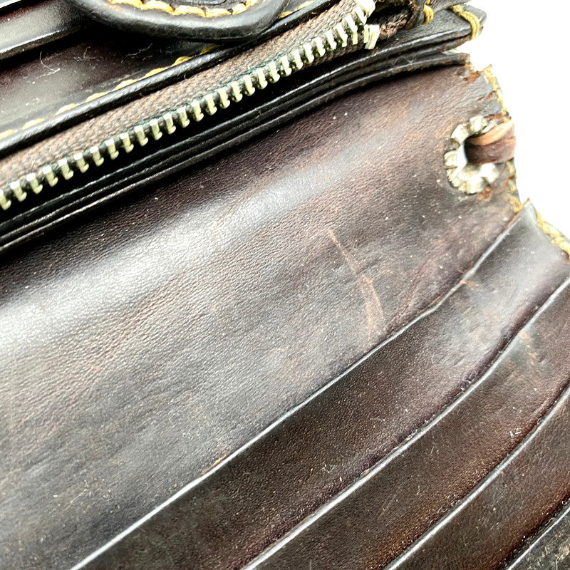 【現状渡し品】【メンズ/レディース】 SAAD サード BIKERS LEATHER WALLET バイカーズ レザー ウォレット 長財布 200-250411-as-19-izu カラー：ブラウン 万代Net店