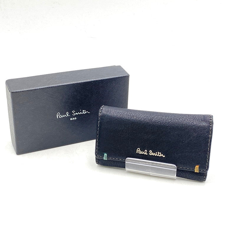 【中古品】【メンズ/レディース】 Paul Smith ポール・スミス GOAT SKIN KEY CASE ゴートスキン キーケース 4連 小物 201-250415-as-12-izu カラー：ブラック 万代Net店