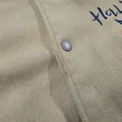 【現状渡し品】【メンズ】 USED HOLLYWOOD MOVE VERSITY JACKET ユーズド バーシティジャケット スタジャン 袖レザー ロゴ 刺繍 アウター 146-250408-ay-02-izu サイズ：F カラー：ブラウン×ブラック 万代Net店