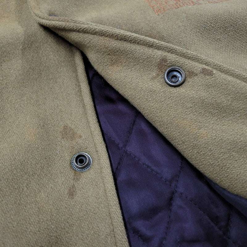 【現状渡し品】【メンズ】 USED HOLLYWOOD MOVE VERSITY JACKET ユーズド バーシティジャケット スタジャン 袖レザー ロゴ 刺繍 アウター 146-250408-ay-02-izu サイズ：F カラー：ブラウン×ブラック 万代Net店
