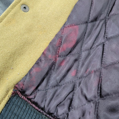 【現状渡し品】【メンズ】 USED HOLLYWOOD MOVE VERSITY JACKET ユーズド バーシティジャケット スタジャン 袖レザー ロゴ 刺繍 アウター 146-250408-ay-02-izu サイズ：F カラー：ブラウン×ブラック 万代Net店