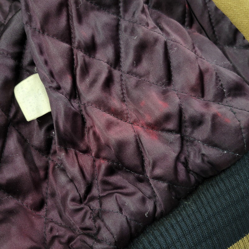 【現状渡し品】【メンズ】 USED HOLLYWOOD MOVE VERSITY JACKET ユーズド バーシティジャケット スタジャン 袖レザー ロゴ 刺繍 アウター 146-250408-ay-02-izu サイズ：F カラー：ブラウン×ブラック 万代Net店
