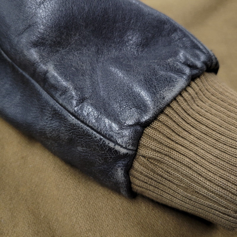 【現状渡し品】【メンズ】 USED HOLLYWOOD MOVE VERSITY JACKET ユーズド バーシティジャケット スタジャン 袖レザー ロゴ 刺繍 アウター 146-250408-ay-02-izu サイズ：F カラー：ブラウン×ブラック 万代Net店