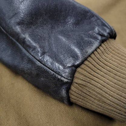 【現状渡し品】【メンズ】 USED HOLLYWOOD MOVE VERSITY JACKET ユーズド バーシティジャケット スタジャン 袖レザー ロゴ 刺繍 アウター 146-250408-ay-02-izu サイズ：F カラー：ブラウン×ブラック 万代Net店