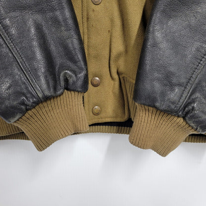 【現状渡し品】【メンズ】 USED HOLLYWOOD MOVE VERSITY JACKET ユーズド バーシティジャケット スタジャン 袖レザー ロゴ 刺繍 アウター 146-250408-ay-02-izu サイズ：F カラー：ブラウン×ブラック 万代Net店