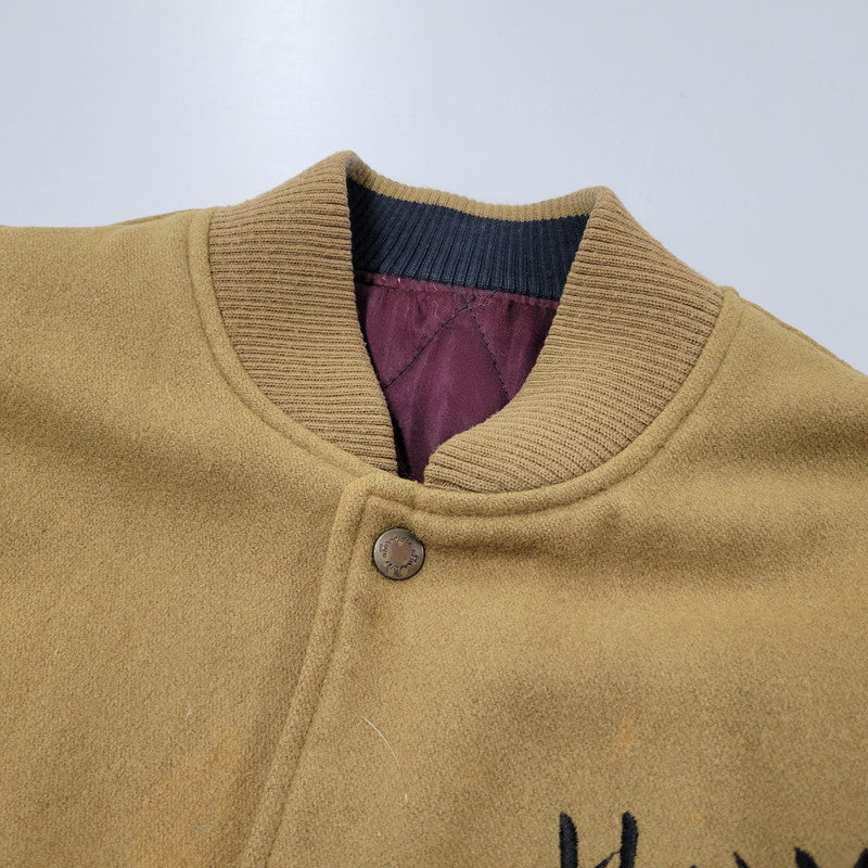 【現状渡し品】【メンズ】 USED HOLLYWOOD MOVE VERSITY JACKET ユーズド バーシティジャケット スタジャン 袖レザー ロゴ 刺繍 アウター 146-250408-ay-02-izu サイズ：F カラー：ブラウン×ブラック 万代Net店