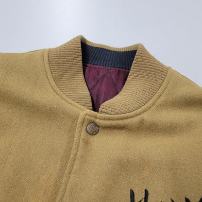 【現状渡し品】【メンズ】 USED HOLLYWOOD MOVE VERSITY JACKET ユーズド バーシティジャケット スタジャン 袖レザー ロゴ 刺繍 アウター 146-250408-ay-02-izu サイズ：F カラー：ブラウン×ブラック 万代Net店