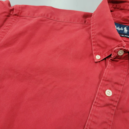 【中古品】【メンズ】 RALPH LAUREN ラルフローレン BLAKE LS BD SHIRT ロングスリーブ ボタンダウン シャツ 長袖 トップス 146-250413-as-34-izu サイズ：M カラー：レッド 万代Net店