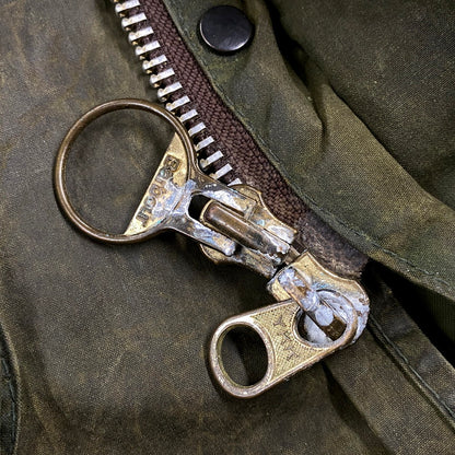 【中古品】【メンズ】 Barbour バーブァー ENGLAND製 2ワラント 80S BORDER OILED JACKET 80年代 ボーダー オイルドジャケット アウター 長袖 144-250414-ma-04-izu サイズ：42 カラー：グリーン 万代Net店