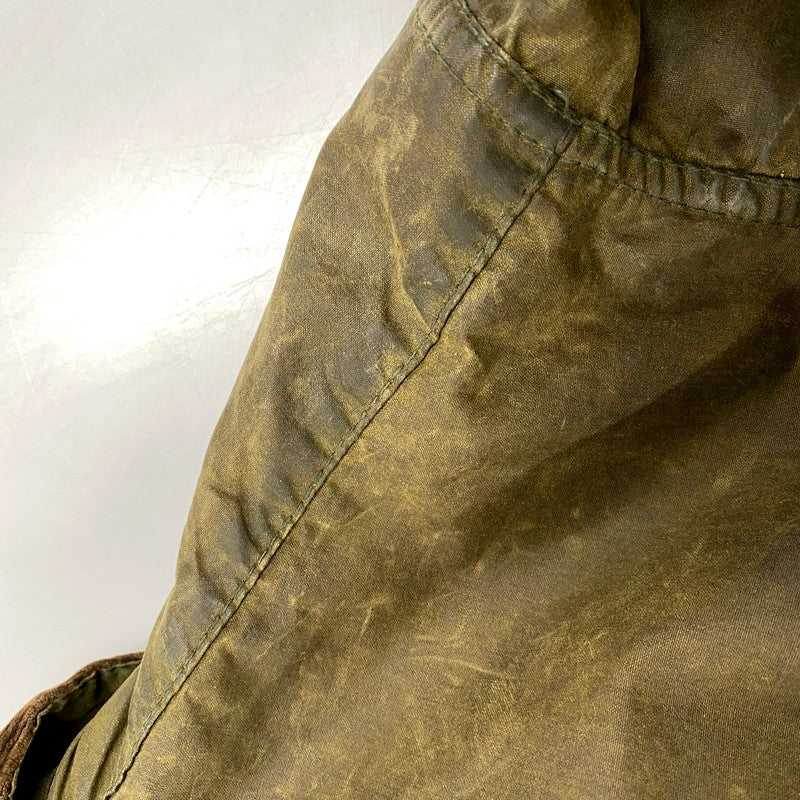 【中古品】【メンズ】 Barbour バーブァー ENGLAND製 2ワラント 80S BORDER OILED JACKET 80年代 ボーダー オイルドジャケット アウター 長袖 144-250414-ma-04-izu サイズ：42 カラー：グリーン 万代Net店