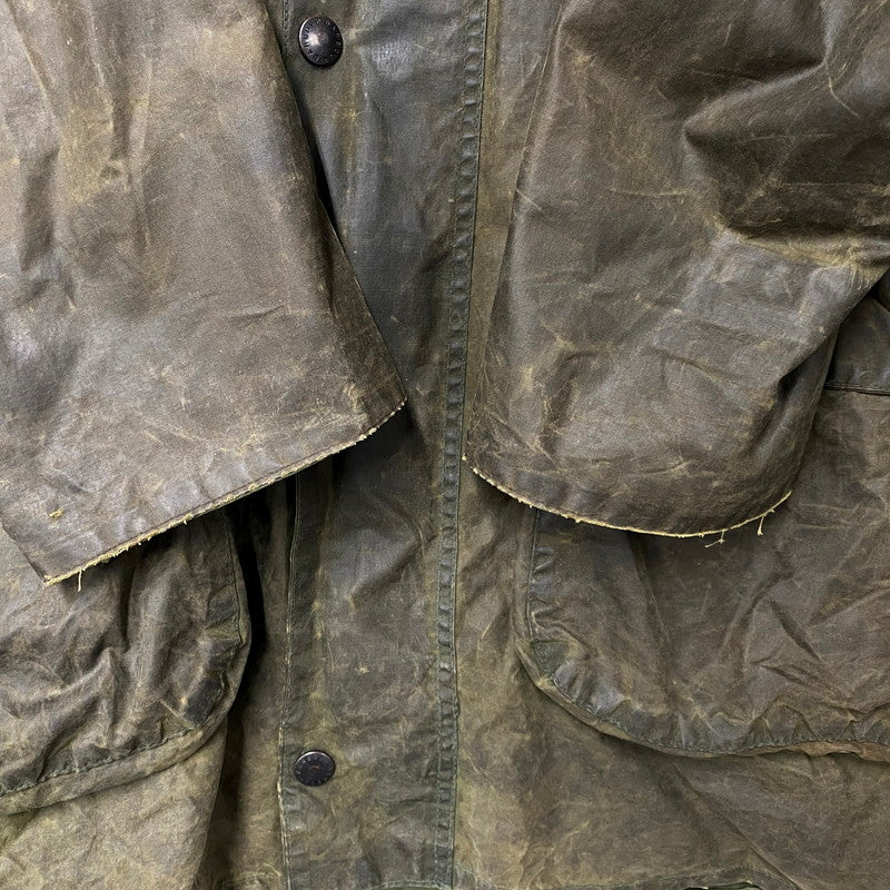 【中古品】【メンズ】 Barbour バーブァー ENGLAND製 2ワラント 80S BORDER OILED JACKET 80年代 ボーダー オイルドジャケット アウター 長袖 144-250414-ma-04-izu サイズ：42 カラー：グリーン 万代Net店