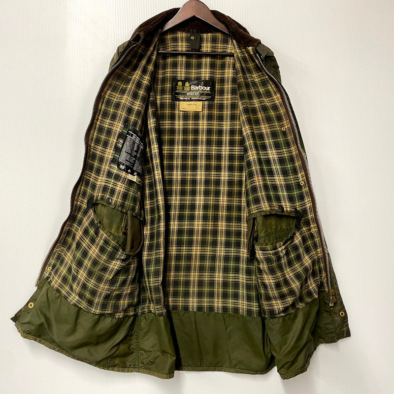 【中古品】【メンズ】 Barbour バーブァー ENGLAND製 2ワラント 80S BORDER OILED JACKET 80年代 ボーダー オイルドジャケット アウター 長袖 144-250414-ma-04-izu サイズ：42 カラー：グリーン 万代Net店