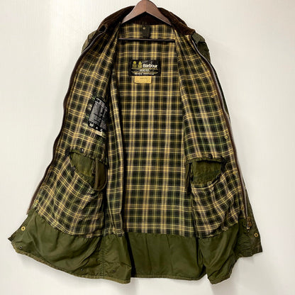 【中古品】【メンズ】 Barbour バーブァー ENGLAND製 2ワラント 80S BORDER OILED JACKET 80年代 ボーダー オイルドジャケット アウター 長袖 144-250414-ma-04-izu サイズ：42 カラー：グリーン 万代Net店