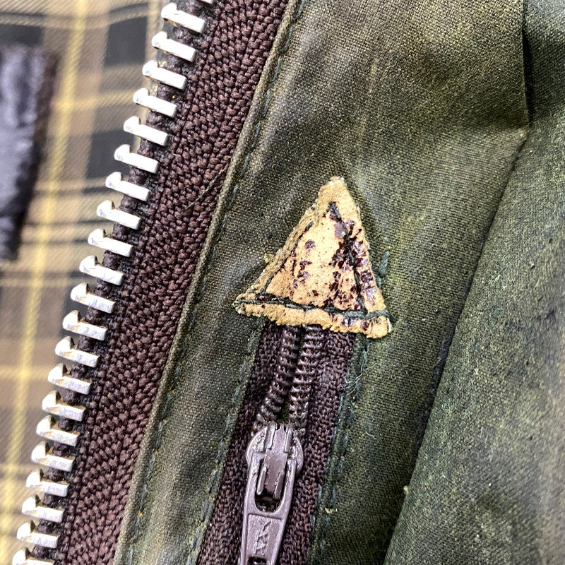 【中古品】【メンズ】 Barbour バーブァー ENGLAND製 2ワラント 80S BORDER OILED JACKET 80年代 ボーダー オイルドジャケット アウター 長袖 144-250414-ma-04-izu サイズ：42 カラー：グリーン 万代Net店