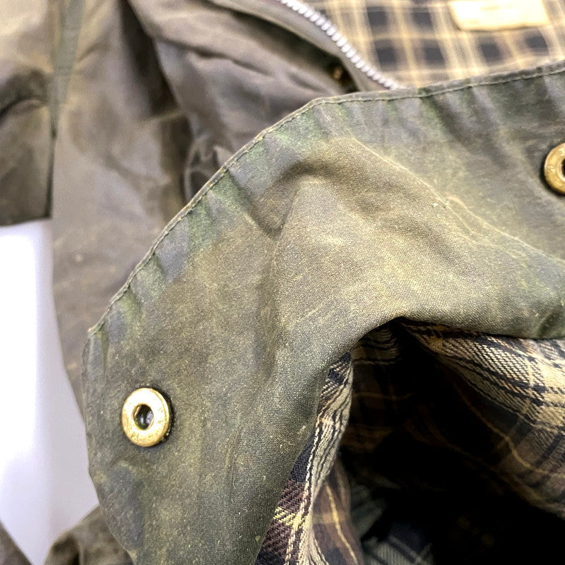 【中古品】【メンズ】 Barbour バーブァー ENGLAND製 2ワラント 80S BORDER OILED JACKET 80年代 ボーダー オイルドジャケット アウター 長袖 144-250414-ma-04-izu サイズ：42 カラー：グリーン 万代Net店