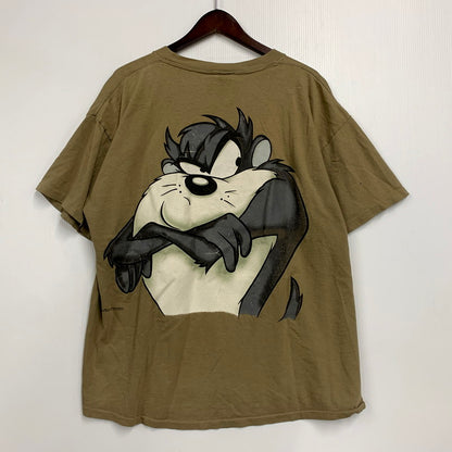 【中古品】【メンズ】 CHANGES チェンジーズ LOONEY TUNES c1994 TASMANIAN DEVIL DOUBLE SIDED PRINT PARODY SS TEE ルーニーテューンズ タズマニアンデビル 半袖Tシャツ USA製 両シングル 146-250426-as-29-izu サイズ：XL カラー：ベージュ系 万代Net店