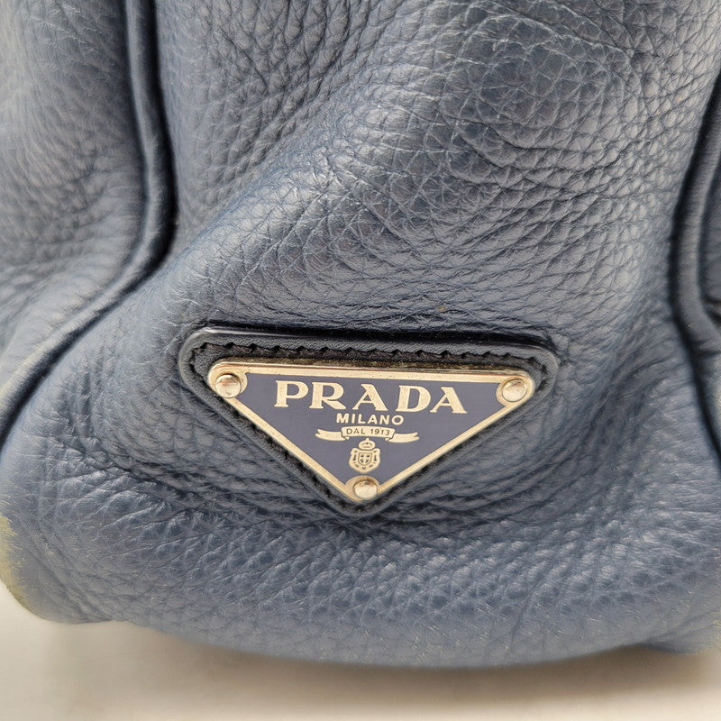 【中古品】【メンズ/レディース】 PRADA プラダ VITELLO DAINO 2WAY LEATHER BRIEF CASE ヴィッテロダイノ 2ウェイレザーブリーフケース 鞄 カバン バッグ 180-250414-ma-18-izu カラー：ブルー 万代Net店