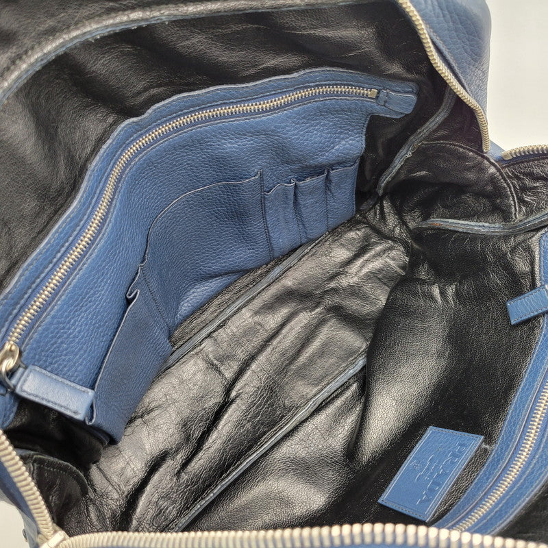 【中古品】【メンズ/レディース】 PRADA プラダ VITELLO DAINO 2WAY LEATHER BRIEF CASE ヴィッテロダイノ 2ウェイレザーブリーフケース 鞄 カバン バッグ 180-250414-ma-18-izu カラー：ブルー 万代Net店
