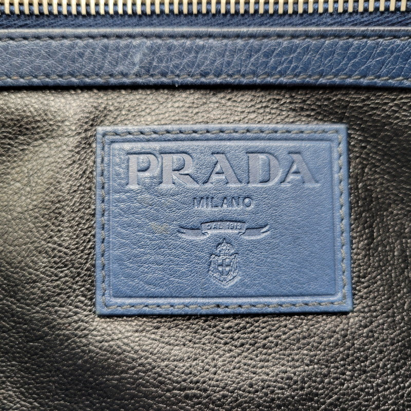 【中古品】【メンズ/レディース】 PRADA プラダ VITELLO DAINO 2WAY LEATHER BRIEF CASE ヴィッテロダイノ 2ウェイレザーブリーフケース 鞄 カバン バッグ 180-250414-ma-18-izu カラー：ブルー 万代Net店