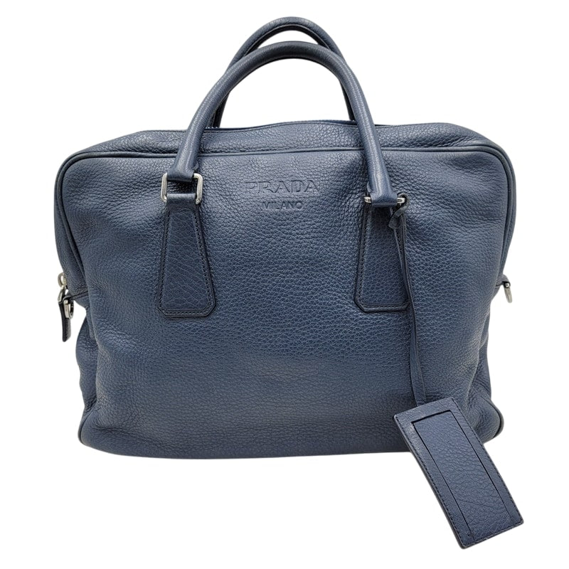 【中古品】【メンズ/レディース】 PRADA プラダ VITELLO DAINO 2WAY LEATHER BRIEF CASE ヴィッテロダイノ 2ウェイレザーブリーフケース 鞄 カバン バッグ 180-250414-ma-18-izu カラー：ブルー 万代Net店