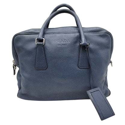 【中古品】【メンズ/レディース】 PRADA プラダ VITELLO DAINO 2WAY LEATHER BRIEF CASE ヴィッテロダイノ 2ウェイレザーブリーフケース 鞄 カバン バッグ 180-250414-ma-18-izu カラー：ブルー 万代Net店
