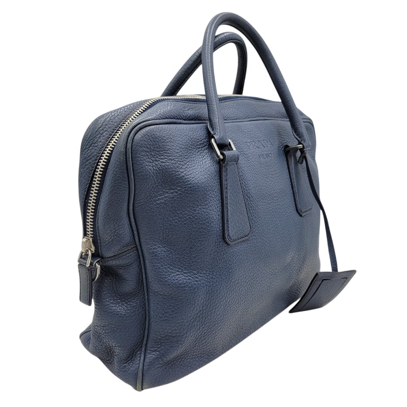 【中古品】【メンズ/レディース】 PRADA プラダ VITELLO DAINO 2WAY LEATHER BRIEF CASE ヴィッテロダイノ 2ウェイレザーブリーフケース 鞄 カバン バッグ 180-250414-ma-18-izu カラー：ブルー 万代Net店