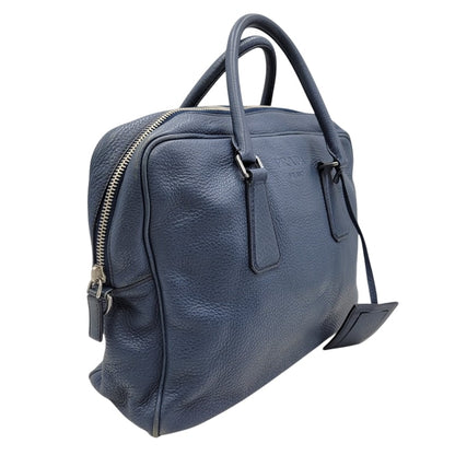【中古品】【メンズ/レディース】 PRADA プラダ VITELLO DAINO 2WAY LEATHER BRIEF CASE ヴィッテロダイノ 2ウェイレザーブリーフケース 鞄 カバン バッグ 180-250414-ma-18-izu カラー：ブルー 万代Net店