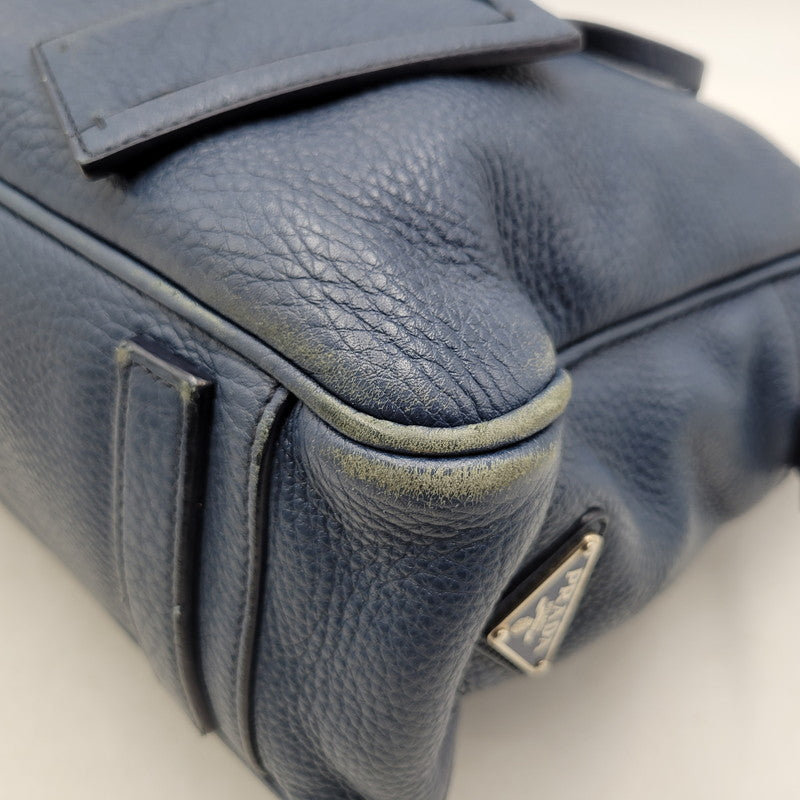 【中古品】【メンズ/レディース】 PRADA プラダ VITELLO DAINO 2WAY LEATHER BRIEF CASE ヴィッテロダイノ 2ウェイレザーブリーフケース 鞄 カバン バッグ 180-250414-ma-18-izu カラー：ブルー 万代Net店