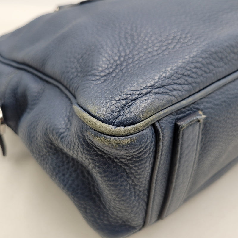 【中古品】【メンズ/レディース】 PRADA プラダ VITELLO DAINO 2WAY LEATHER BRIEF CASE ヴィッテロダイノ 2ウェイレザーブリーフケース 鞄 カバン バッグ 180-250414-ma-18-izu カラー：ブルー 万代Net店