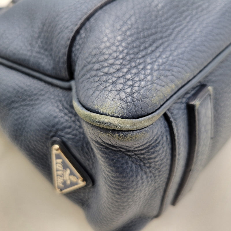 【中古品】【メンズ/レディース】 PRADA プラダ VITELLO DAINO 2WAY LEATHER BRIEF CASE ヴィッテロダイノ 2ウェイレザーブリーフケース 鞄 カバン バッグ 180-250414-ma-18-izu カラー：ブルー 万代Net店