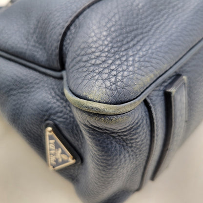 【中古品】【メンズ/レディース】 PRADA プラダ VITELLO DAINO 2WAY LEATHER BRIEF CASE ヴィッテロダイノ 2ウェイレザーブリーフケース 鞄 カバン バッグ 180-250414-ma-18-izu カラー：ブルー 万代Net店