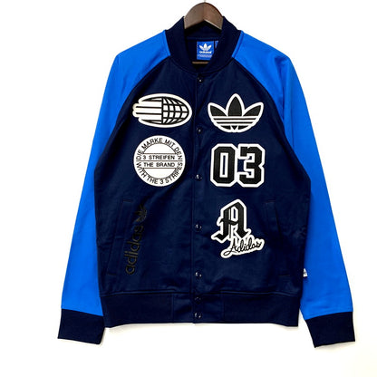 【中古品】【メンズ】 adidas アディダス WAPPEN STADIUM JERSEY S27486 ワッペン スタジアム ジャージー ジャケット アウター 148-250426-as-18-izu サイズ：L カラー：ネイビー 万代Net店