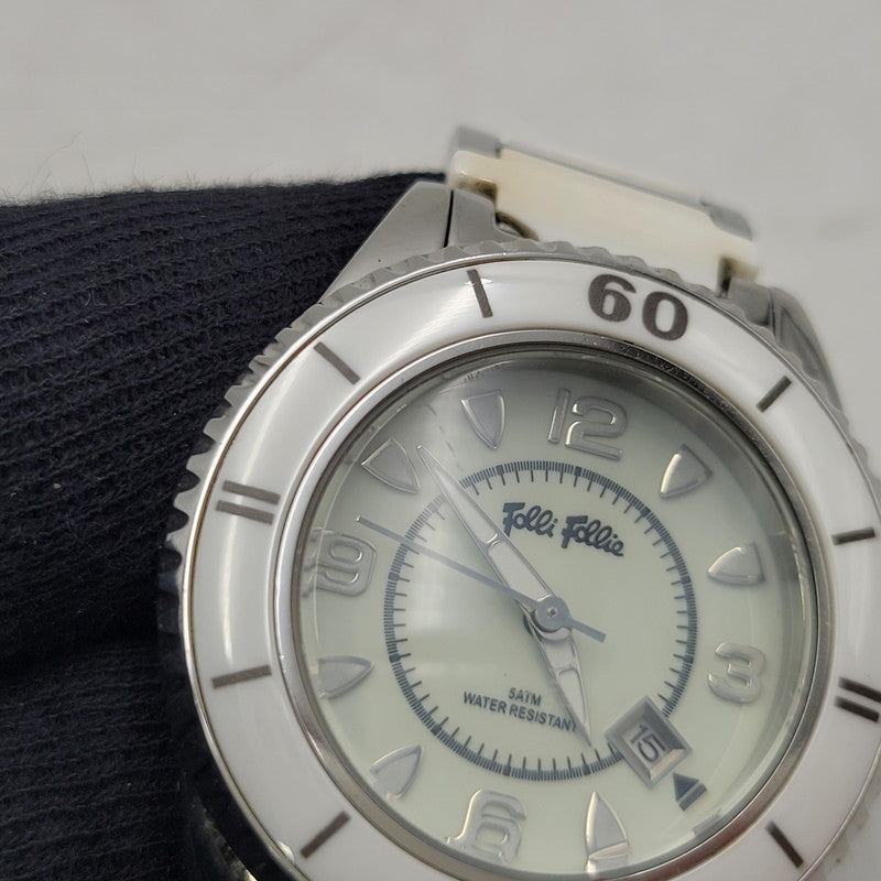 【現状渡し品】【レディース】 Folli Follie フォリフォリ QUARTZ WF4T0015 クォーツ 白文字盤 腕時計 198-250716-as-35-izu カラー：シルバー×ホワイト 万代Net店