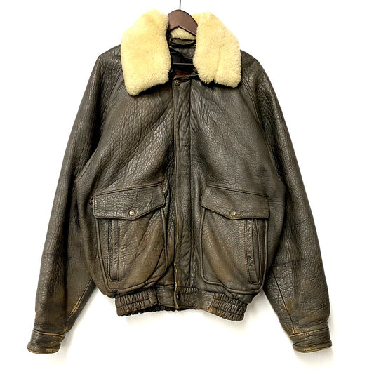 【中古品】【メンズ】 AMERICAN DREAM BY AMERICAYA アメリカンドリームバイアメリカヤ HOUSTON LEATHER FLIGHT JACKET ヒューストン レザーフライトジャケット アウター 長袖 146-250421-ma-02-izu サイズ：44R カラー：茶 万代Net店