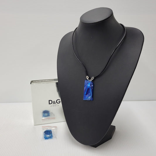 【中古美品】【メンズ/レディース】 DOLCE&GABBANA ドルチェアンドガッバーナ DJ0156 D&Gロゴ リングモチーフ レザーネックレス アクセサリー 192-250423-as-06-izu カラー：シルバー×ブラック 万代Net店