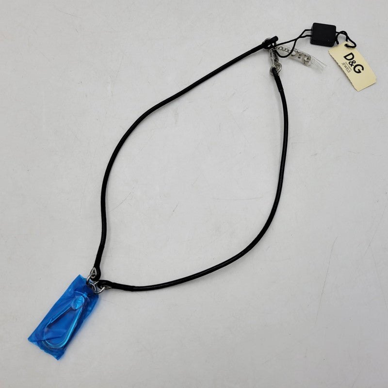 【中古美品】【メンズ/レディース】 DOLCE&GABBANA ドルチェアンドガッバーナ DJ0156 D&Gロゴ リングモチーフ レザーネックレス アクセサリー 192-250423-as-06-izu カラー：シルバー×ブラック 万代Net店