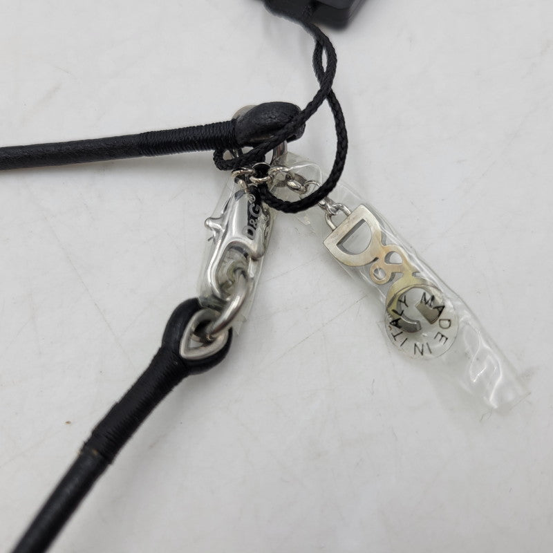 【中古美品】【メンズ/レディース】 DOLCE&GABBANA ドルチェアンドガッバーナ DJ0156 D&Gロゴ リングモチーフ レザーネックレス アクセサリー 192-250423-as-06-izu カラー：シルバー×ブラック 万代Net店