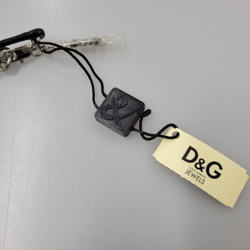 【中古美品】【メンズ/レディース】 DOLCE&GABBANA ドルチェアンドガッバーナ DJ0156 D&Gロゴ リングモチーフ レザーネックレス アクセサリー 192-250423-as-06-izu カラー：シルバー×ブラック 万代Net店