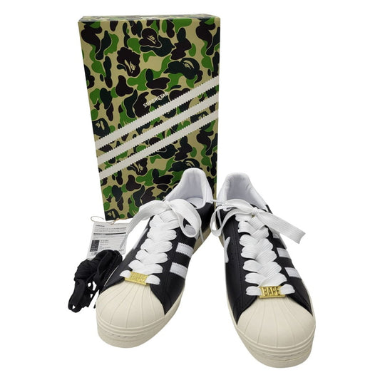 【中古美品】【メンズ】 adidas アディダス × A BATHING APE アベイシングエイプ SUPER STAR 80S IF2385 スーパー スター 80S スニーカー シューズ 靴 161-250423-as-05-izu サイズ：28cm カラー：CBLACK/FTWWHT/OWHITE 万代Net店