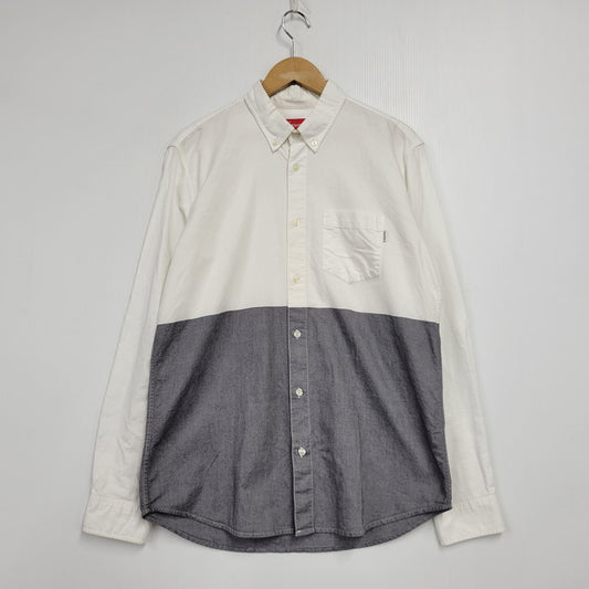【中古品】【メンズ】 Supreme シュプリーム SPLIT OXFORD BD SHIRT スプリット オックスフォード ボタンダウン シャツ 長袖 トップス 149-250714-as-03-izu サイズ：M カラー：ホワイト×グレー系 万代Net店