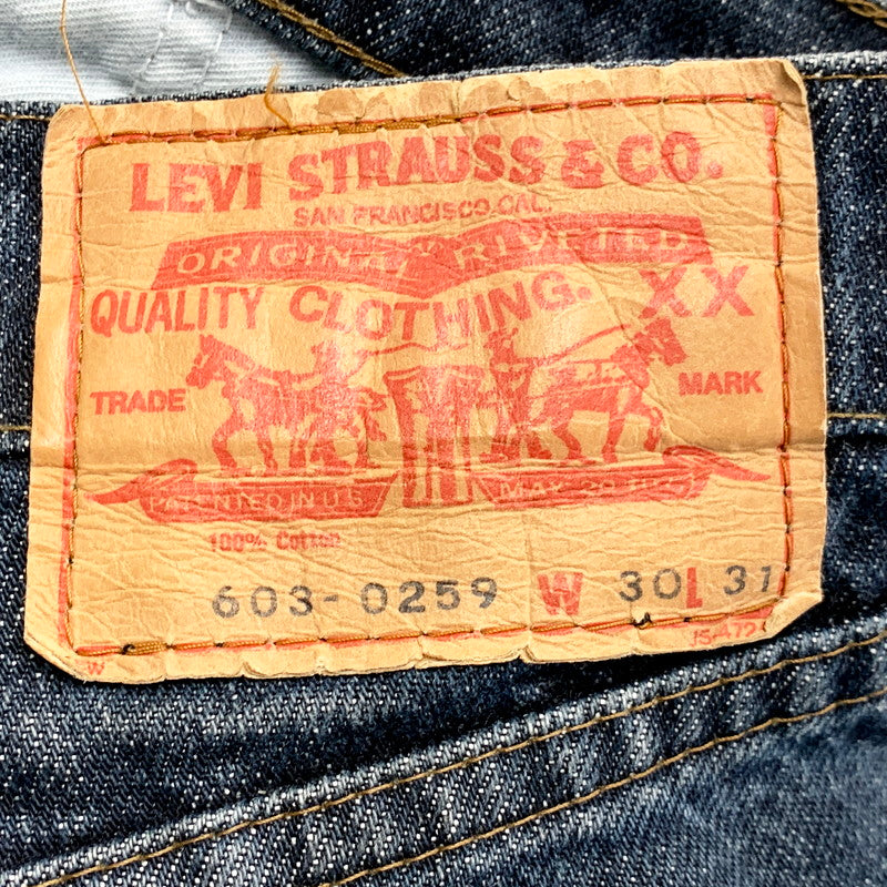 【現状渡し品】【メンズ】 Levi's リーバイス 先染め SLIM DENIM PANTS 603-0259 603-0206 スリムデニムパンツ ボタン裏刻印J22 SMALL-E ジーンズ ズボン ボトムス 157-250502-ay-14-izu サイズ：30×31 カラー：インディゴ 万代Net店