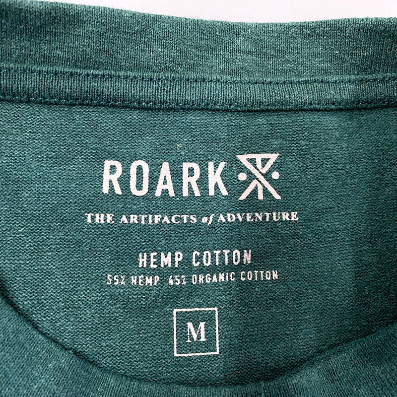 【中古品】【メンズ】 ROARK HEMPCOTTON H/W TEE RTJH720 ロアーク 半袖Tシャツ ロゴ プリント トップス 142-250428-ay-09-izu サイズ：M カラー：HUNTER 万代Net店