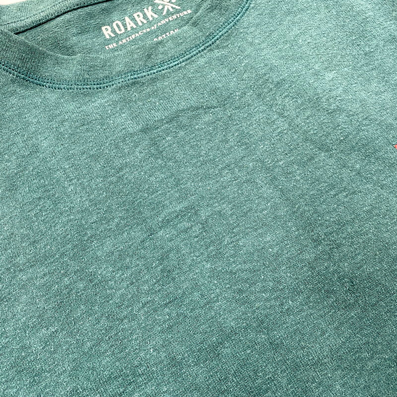 【中古品】【メンズ】 ROARK HEMPCOTTON H/W TEE RTJH720 ロアーク 半袖Tシャツ ロゴ プリント トップス 142-250428-ay-09-izu サイズ：M カラー：HUNTER 万代Net店