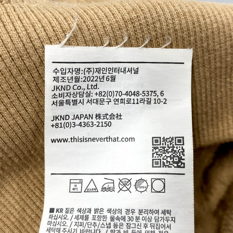 【中古品】【メンズ】 THISISNEVERTHAT ARCH LOGO HOODED SWEATSHIRT TN223TSWHO01 ディスイズネバーザット アーチロゴフーディスウェット パーカー ロゴ 刺繍 長袖 裏起毛 トップス 142-250428-ay-14-izu サイズ：L カラー：ベージュ系 万代Net店