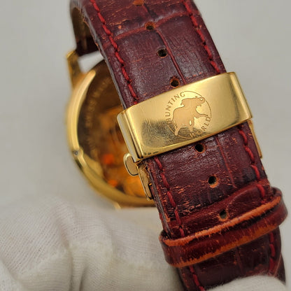 【中古品】【メンズ/レディース】 HUNTING WORLD ハンティングワールド HW910PSIBR クレッシェンテ レザーバンド 腕時計 197-250711-as-03-izu カラー：ゴールド×ブラウン系 万代Net店