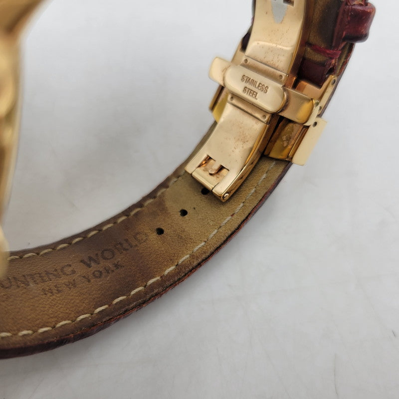 【中古品】【メンズ/レディース】 HUNTING WORLD ハンティングワールド HW910PSIBR クレッシェンテ レザーバンド 腕時計 197-250711-as-03-izu カラー：ゴールド×ブラウン系 万代Net店