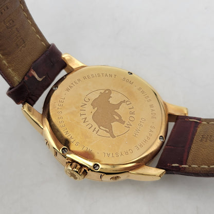 【中古品】【メンズ/レディース】 HUNTING WORLD ハンティングワールド HW910PSIBR クレッシェンテ レザーバンド 腕時計 197-250711-as-03-izu カラー：ゴールド×ブラウン系 万代Net店