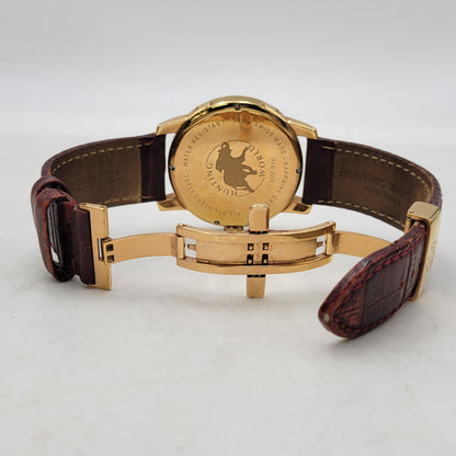 【中古品】【メンズ/レディース】 HUNTING WORLD ハンティングワールド HW910PSIBR クレッシェンテ レザーバンド 腕時計 197-250711-as-03-izu カラー：ゴールド×ブラウン系 万代Net店