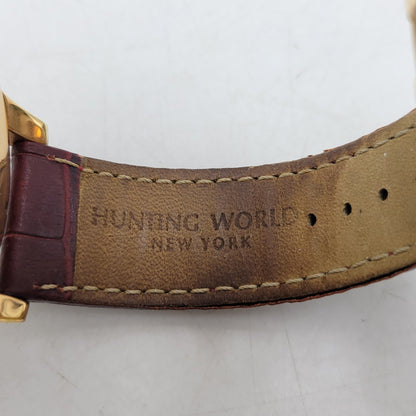 【中古品】【メンズ/レディース】 HUNTING WORLD ハンティングワールド HW910PSIBR クレッシェンテ レザーバンド 腕時計 197-250711-as-03-izu カラー：ゴールド×ブラウン系 万代Net店