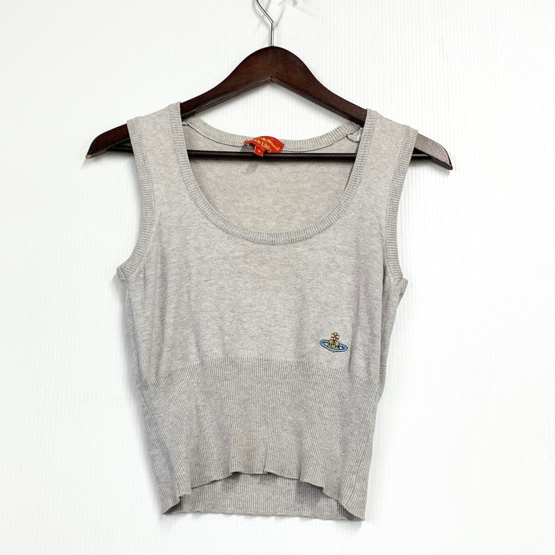【中古品】【キッズ】 Vivienne Westwood Red Label ヴィヴィアンウエストウッド レッドレーベル ORB EMBROIDERY SLEEVELESS SHIRT 6114M スリーブレスシャツ トップス 173-250501-as-40-izu サイズ：S カラー：グレー 万代Net店